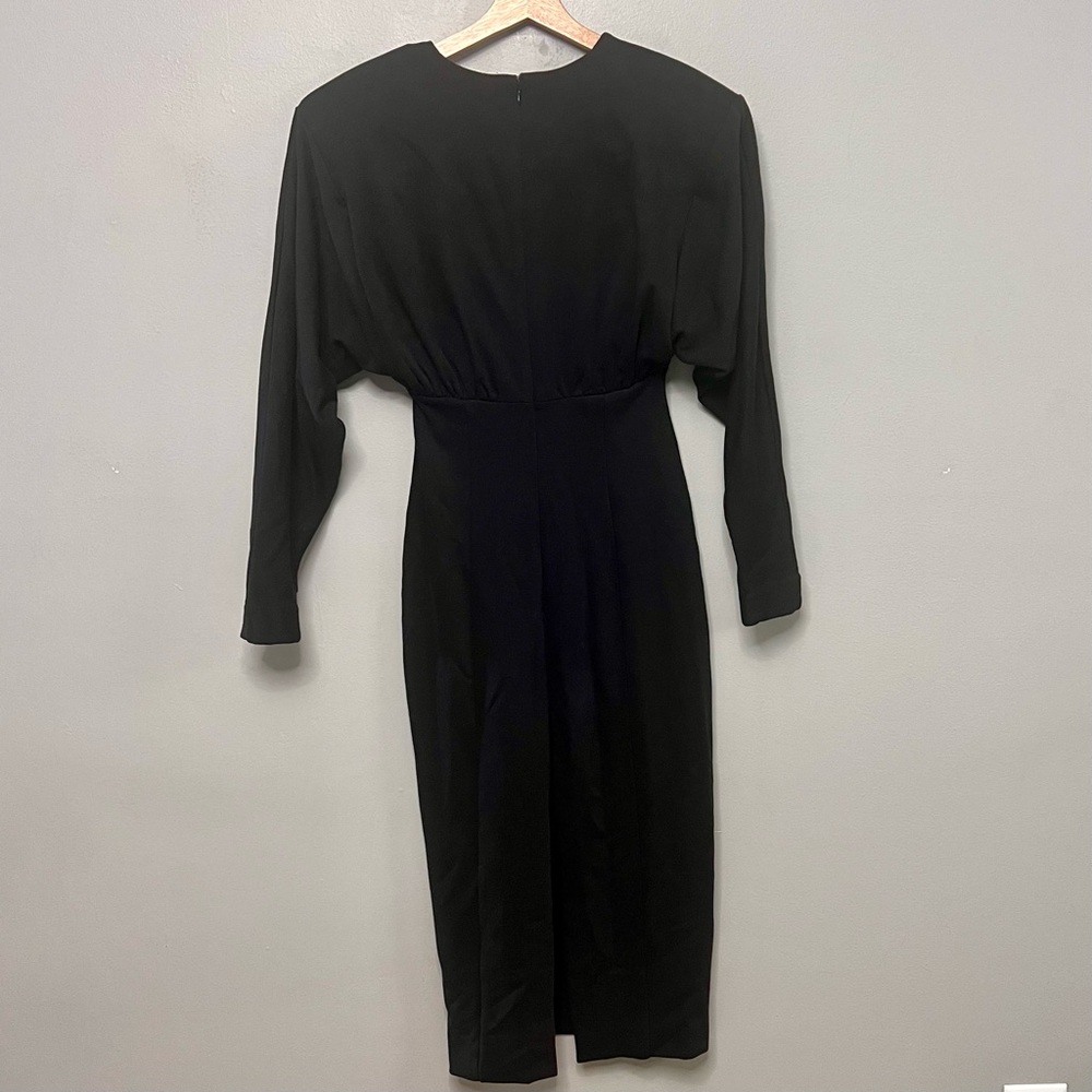 H&M Studios Women’s Black Batwing-Sleeved Sweatshirt Dress W/ Shoulder Pads XS